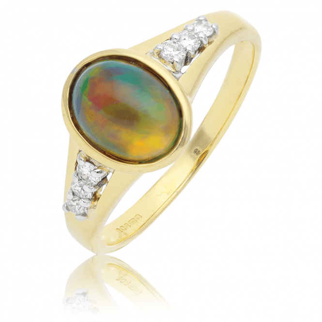 1.2ct Black Opal in a Diamond and Tonal 9ct Gold Ring