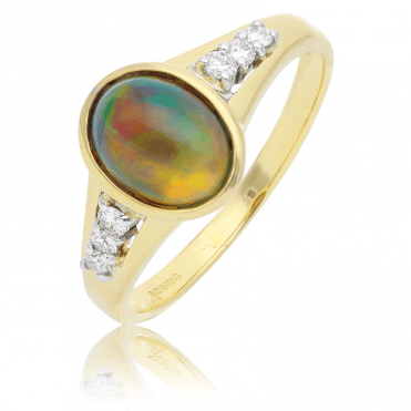 1.2ct Black Opal in a Diamond and Tonal 9ct Gold Ring