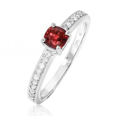 1/2ct Red Spinel & Diamond Ring