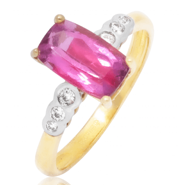 1.57ct Pink Tourmaline & Diamond 9ct Gold Ring