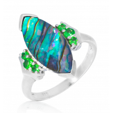 1.85ct Tsavorite & Marquise Paua Shell Statement Ring