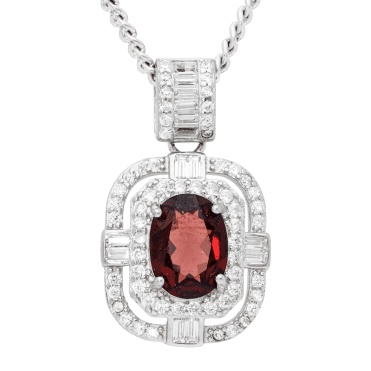 1.8ct Garnet & White Zircon Deco Pendant