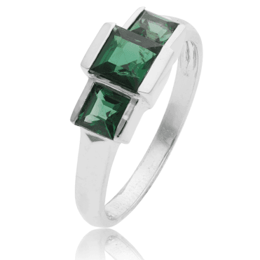 1½cts of Graduated Tourmaline Squares on a Stepped Silver Ring