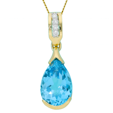 10ct London Blue Topaz & Diamond Pendant