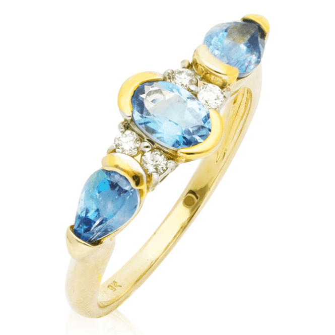 11/4ct Trilogy Aquamarine & Diamond Ring
