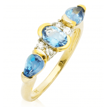 11/4ct Trilogy Aquamarine & Diamond Ring