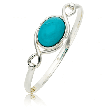 15cts of Turquoise in a Sleek Silver Bangle