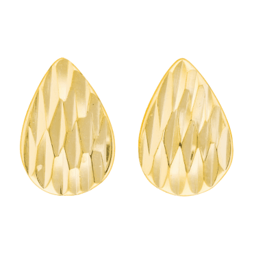 18ct Gold Plated Diamond Cut Silver Teardrop Earrings