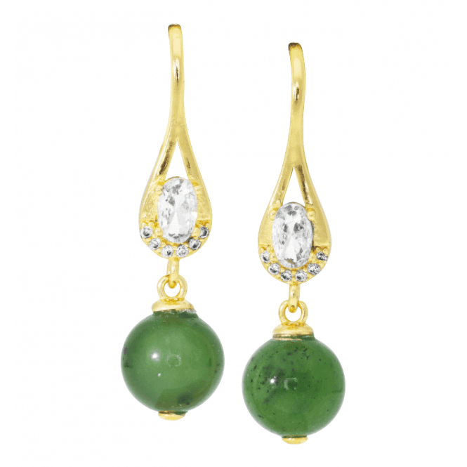 18ct Gold Plated Jade Earrings