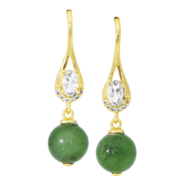 18ct Gold Plated Jade Earrings