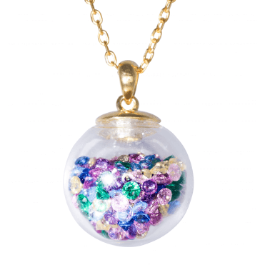 18ct Gold Plated Rainbow Treasure Orb Necklace