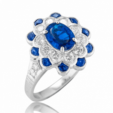 18ct White Gold Ring with nearly 2½cts of Sapphire & Diamonds