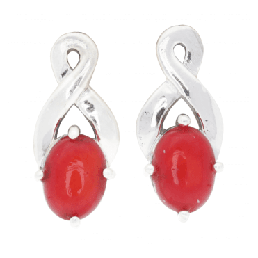 1ct Coral Drop Earrings in Sterling Silver
