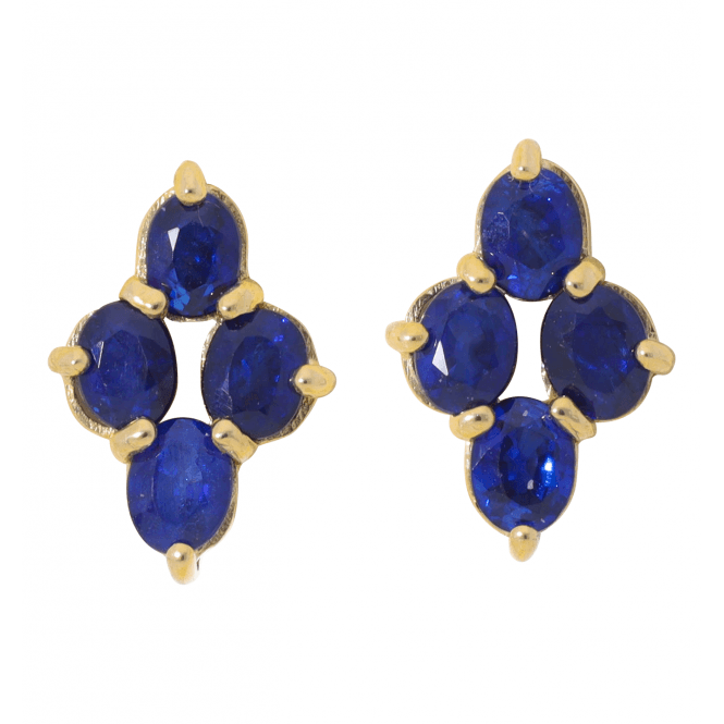1ct Sapphire Quatrefoil Earrings in 9ct Gold