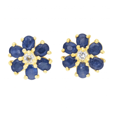 2.28ct Sapphire Flower Cluster Earrings