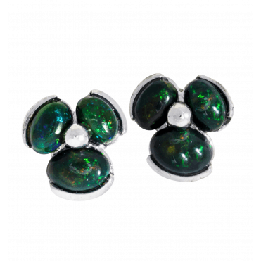 2.4ct Black Opal Cluster Earrings