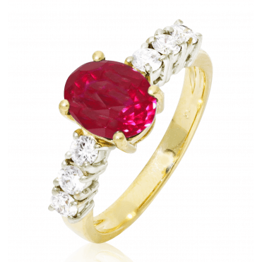 2.94ct Lab Grown Ruby & Diamond 9ct Gold Ring