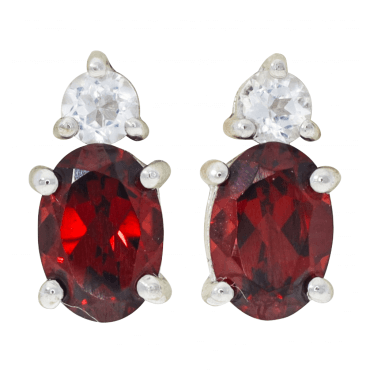 21/2ct Garnet & White Topaz Stud Earrings