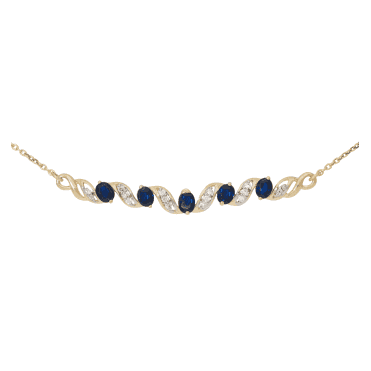 21 Gemstone Sapphire & Diamond Wave Necklace