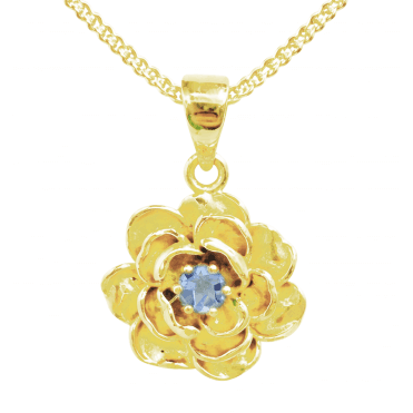 22ct Gold Plated Sky Blue Topaz Flower Pendant