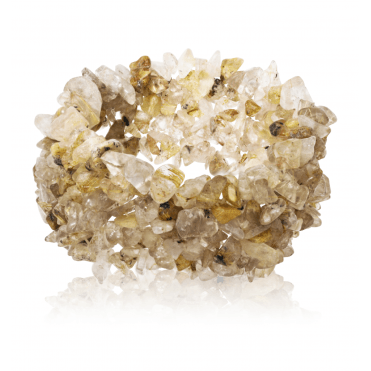 230ct Rutilated Quartz Chip Stretchy Cuff Bracelet