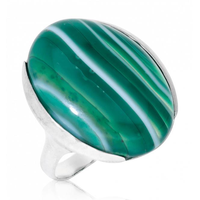 25ct Statement Striped Green Agate Ring