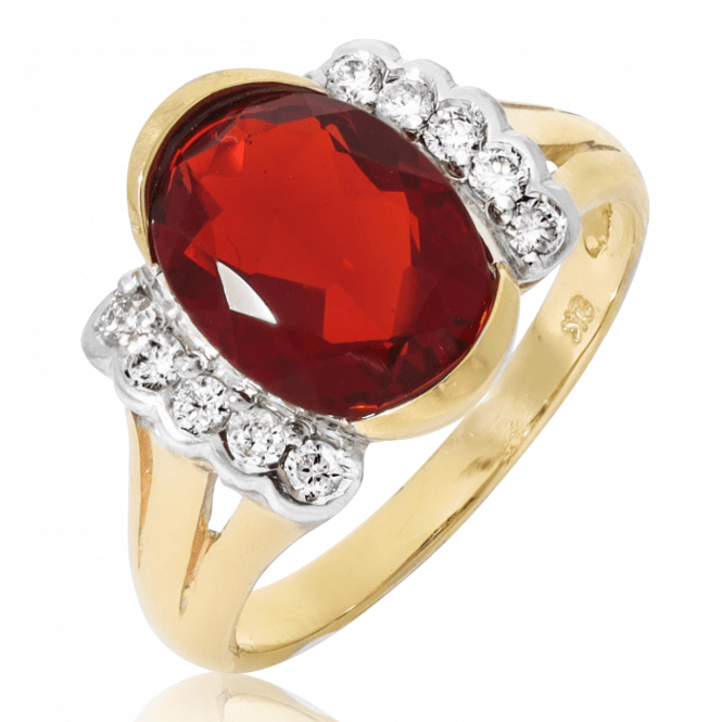 2ct Fire Opal & Diamond Ring