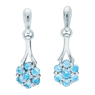 2ct Sky Blue Topaz Flower Earrings