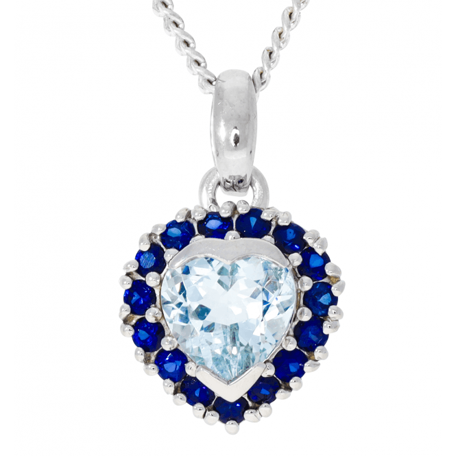 2cts Eternal Heart Sapphire & Aquamarine Pendant
