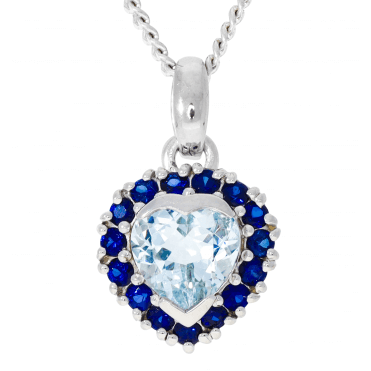 2cts Eternal Heart Sapphire & Aquamarine Pendant