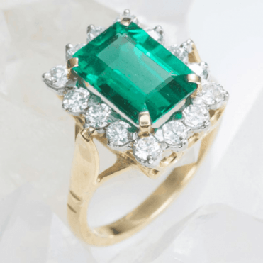 3.67ct Zambian Emerald & Diamond Heirloom Ring