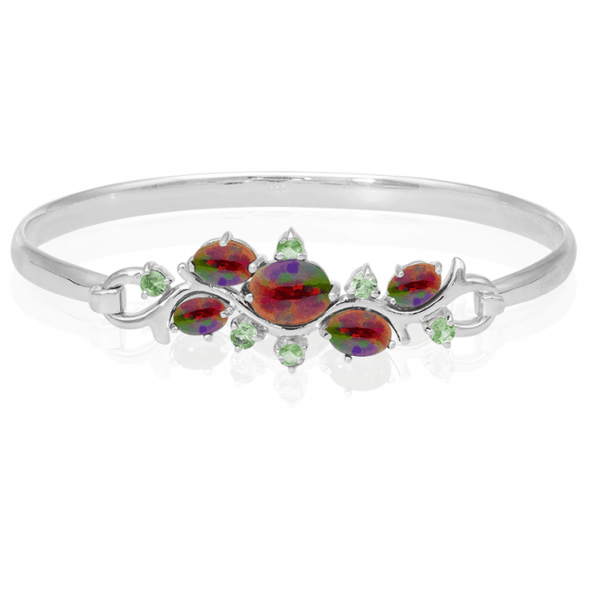 3¾ct Bangle of Black Opal & Tsavorite