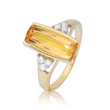 3½ct Cushion Topaz & Diamond Ring in 9ct Gold