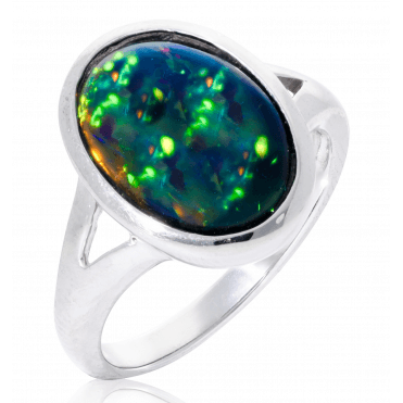 3ct Silver Black Opal Ring