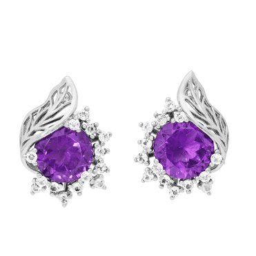 3cts Amethyst Earrings Sprinkled with Stardust