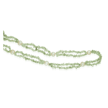 400ct Prehnite & Freshwater Pearl Necklace