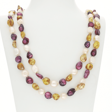 48" Baroque Pearl Necklace Glides on Without Fastening