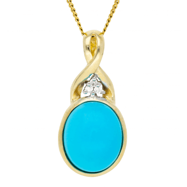 4ct Turquoise & Diamond 9ct Gold Pendant