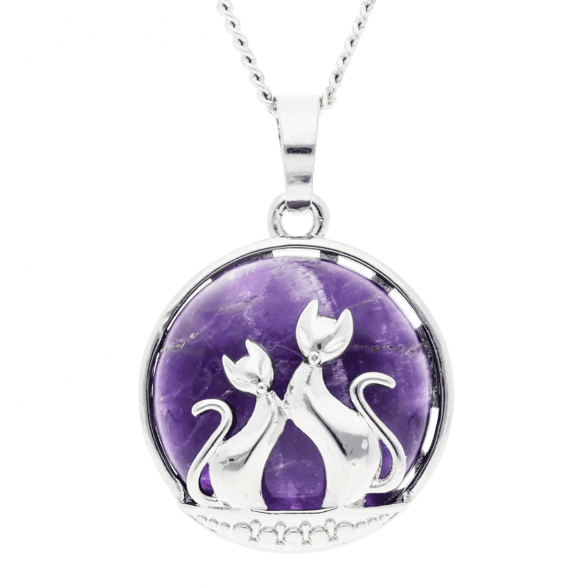 51/2ct Amethyst Double Cat Pendant