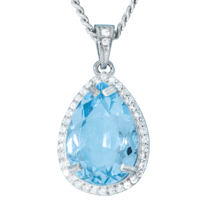 5ct Blue Topaz & White Zircon Cluster Pendant