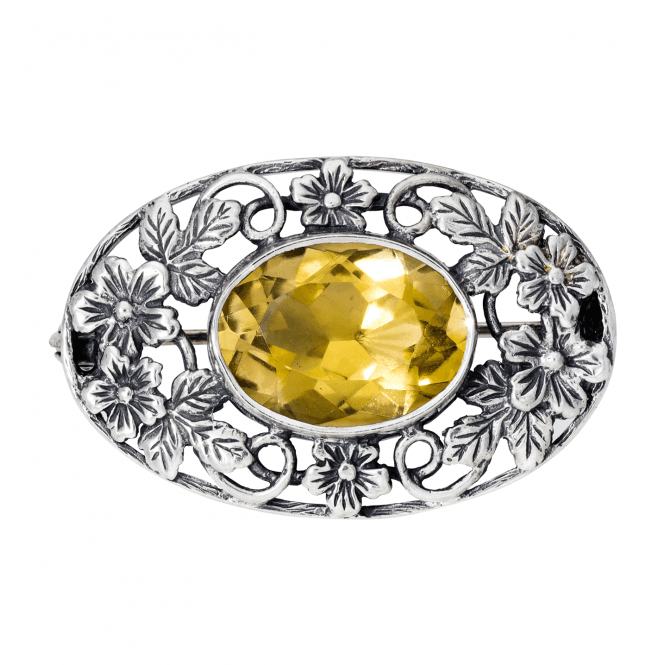 6ct Citrine Floral Brooch