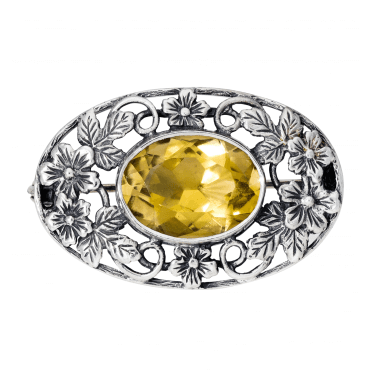 6ct Citrine Floral Brooch