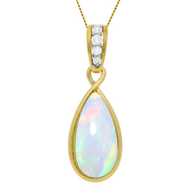 6ct Opal & Diamond Pendant in 9ct Gold