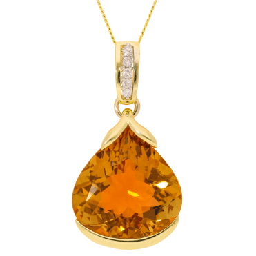 9ct 17.5ct+ Onion Cut Fine Citrine+Di(0.12ct) Pdt
