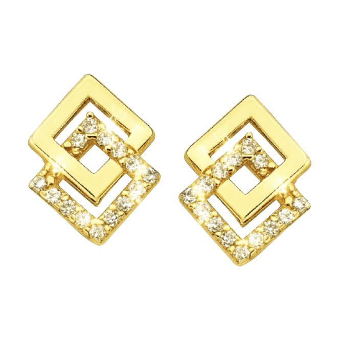 9ct Gold Double Diamond Earrings