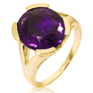 9ct Gold Promise Ring Lights 6cts of Amethyst