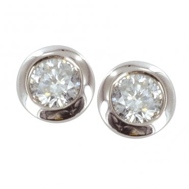 9ct White Gold Classic Diamond Stud Earrings