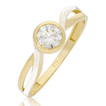 9ct White & Yellow Gold Cubic Zirconia Ring