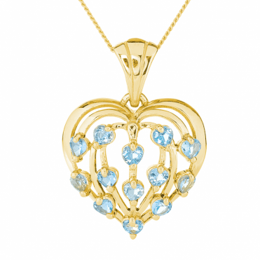 9ct Yellow Gold Heart Dances with Aquamarine from Brazil