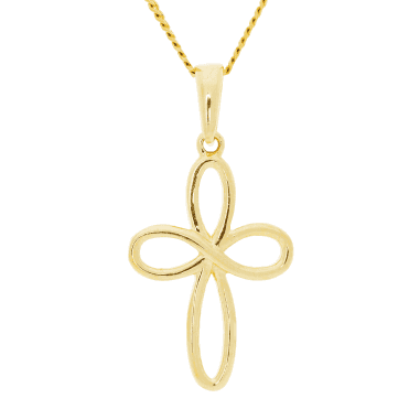 9ct Yellow Gold Open Cross Pendant